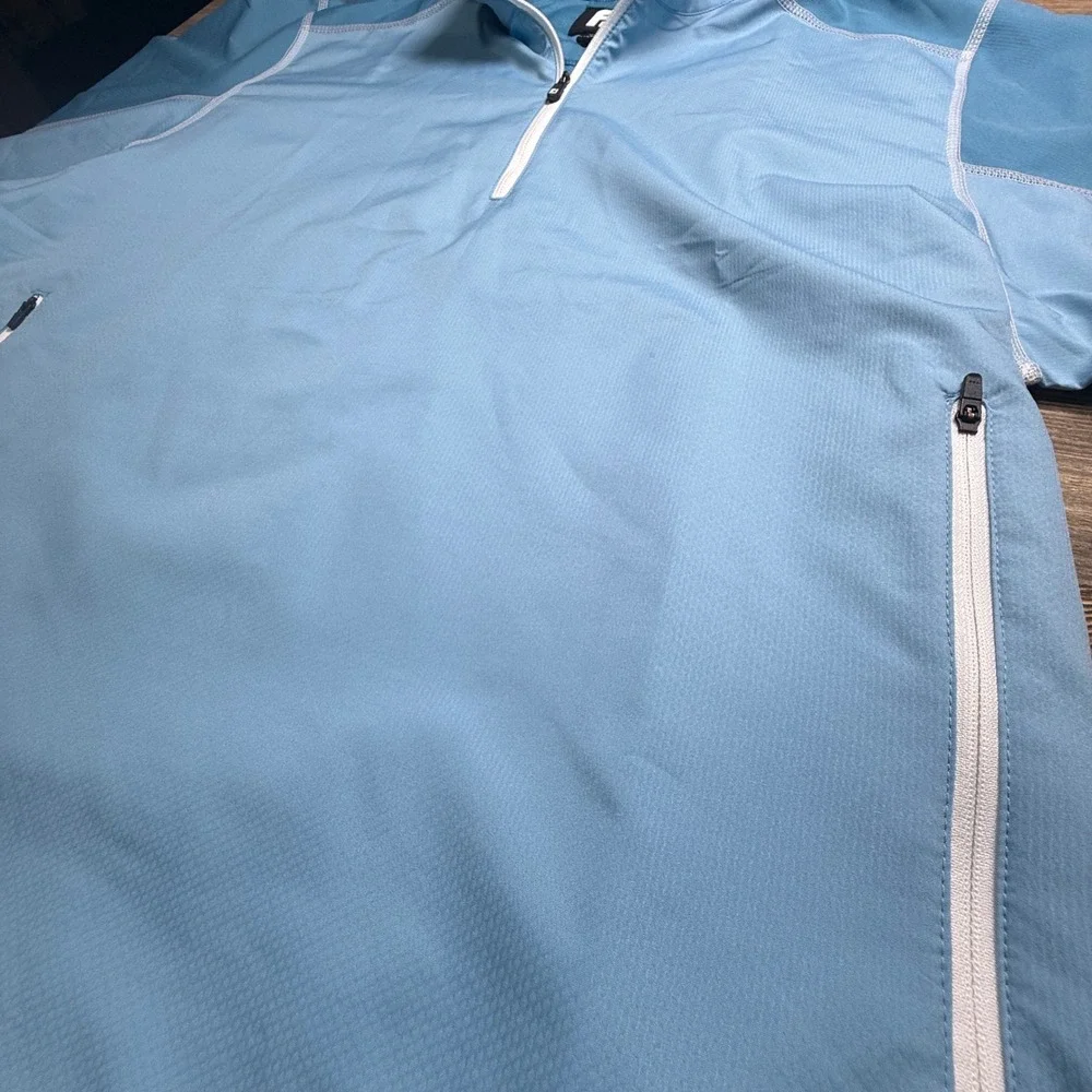 FootJoy FJ Mens Blue Quarter Zip Golf Pullover Lightweight Jacket Large